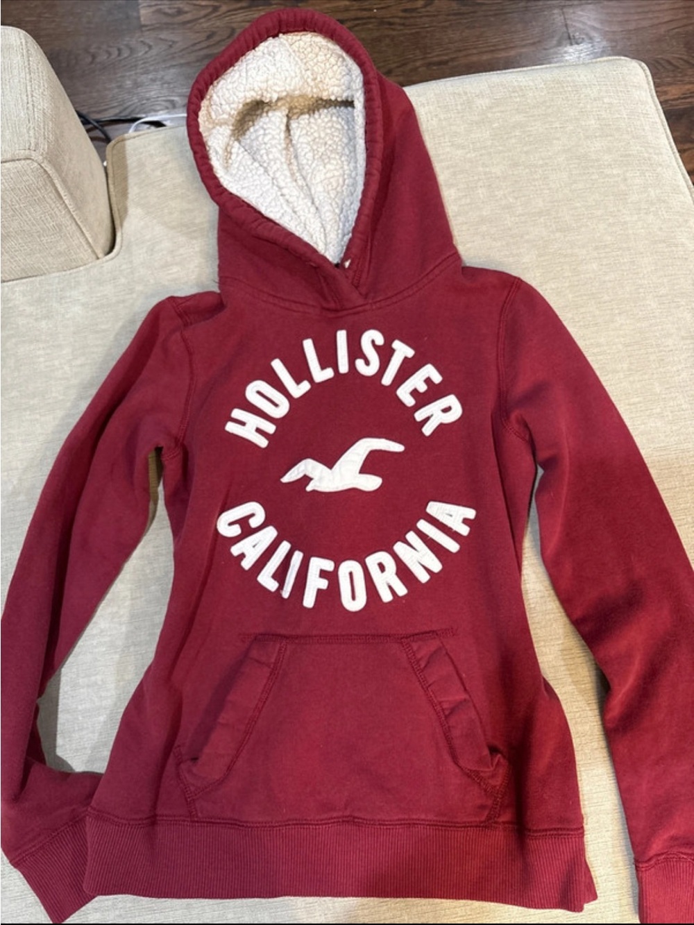 Hooded Pullover Sweatshirt Sherpa Hood